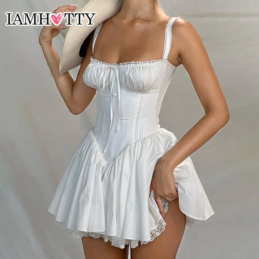 Dress White Coquette Party Holiday