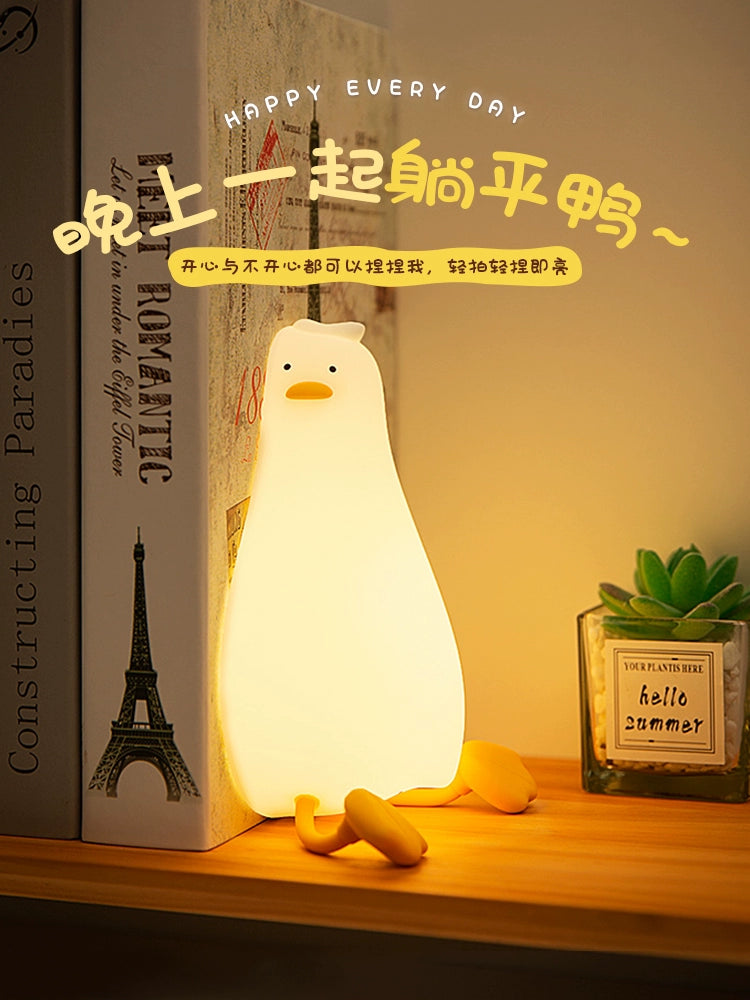 Lying Rotten Duck Lying Flat Duck Small Night Lamp Kids Bedroom Sensor Led Rechargeable Sleep Lamp Bedside Table Lamp Female Night Light