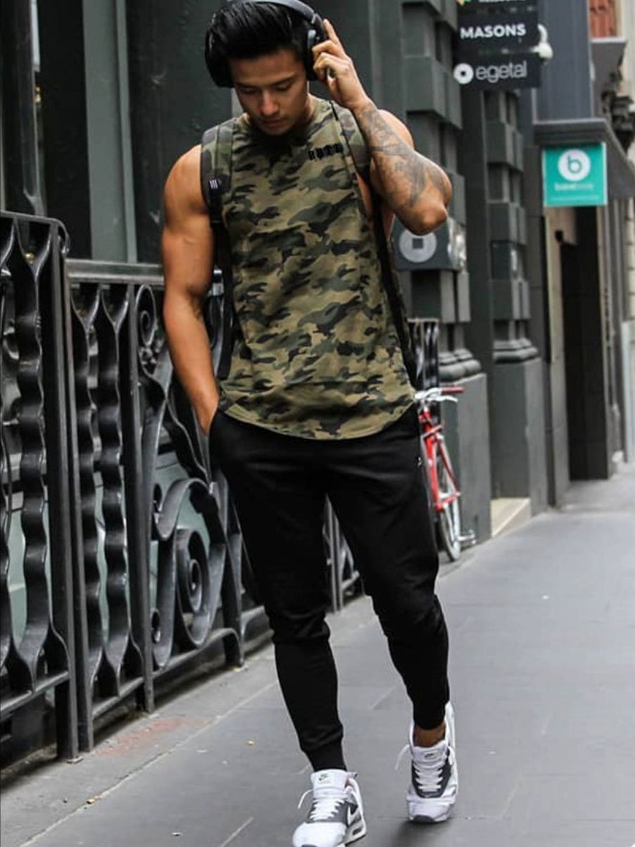 Muscle Fitness Quick-Drying Camouflage Vest Men's Summer New Casual Running Training Stretch Brothers Sports Clothes