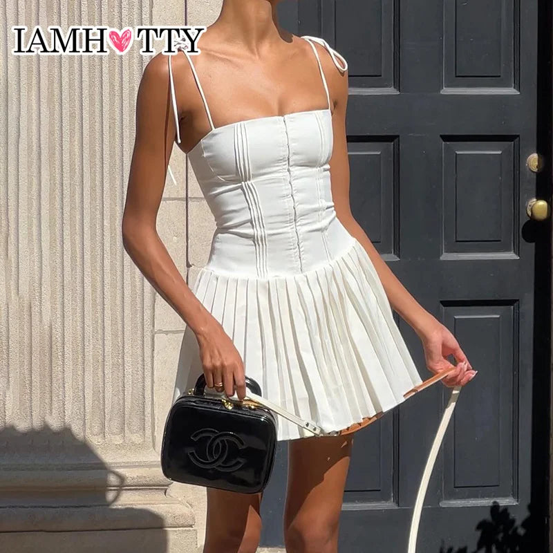 Party Holiday Pleated Sleeveless Corset Dress