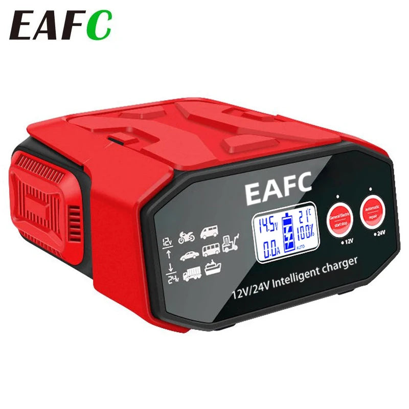 EAFC 400W Car Battery Charger 12V 24V Car Charger High Power Automatic for Dry Lead-acid Batteries Pulse Repair Charger