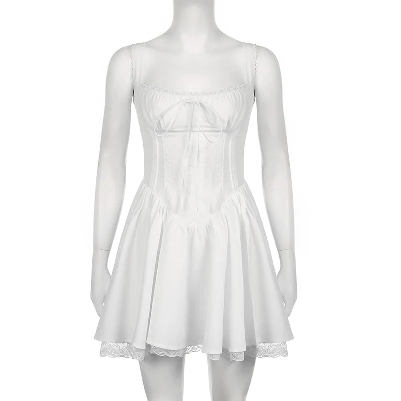 Dress White Coquette Party Holiday