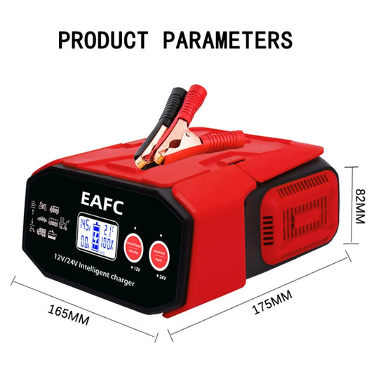 EAFC 400W Car Battery Charger 12V 24V Car Charger High Power Automatic for Dry Lead-acid Batteries Pulse Repair Charger