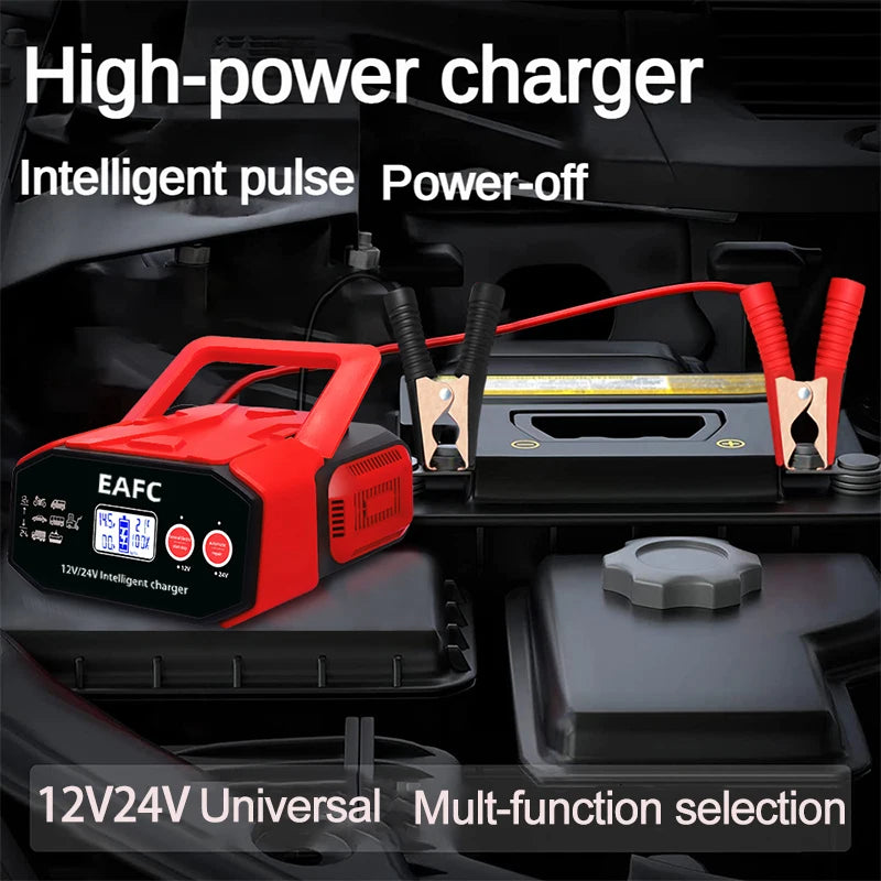 EAFC 400W Car Battery Charger 12V 24V Car Charger High Power Automatic for Dry Lead-acid Batteries Pulse Repair Charger